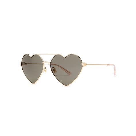 gucci heart frame sunglasses|gucci 57mm round sunglasses.